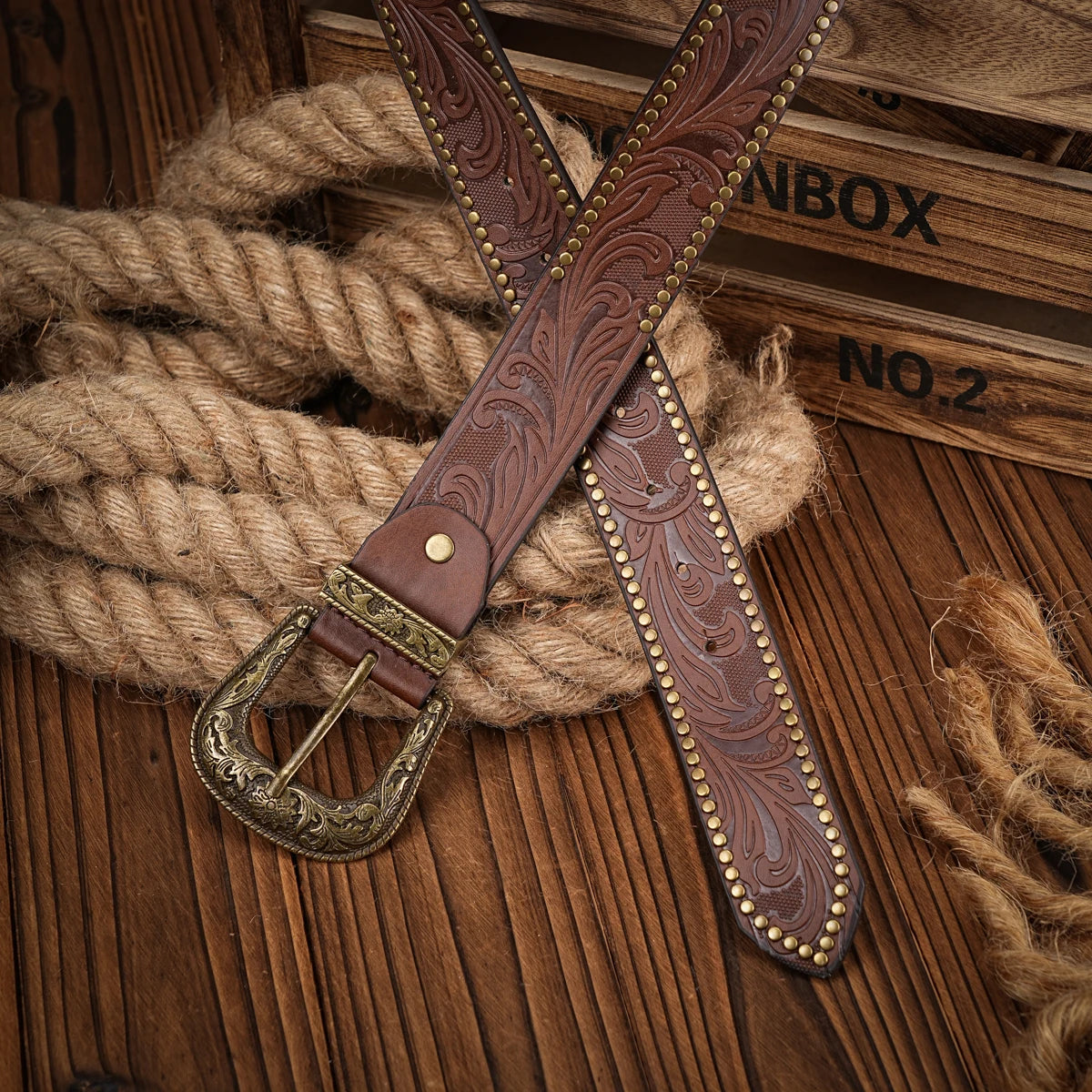 Cinto Western Antigo em Couro Premium – Esporatto