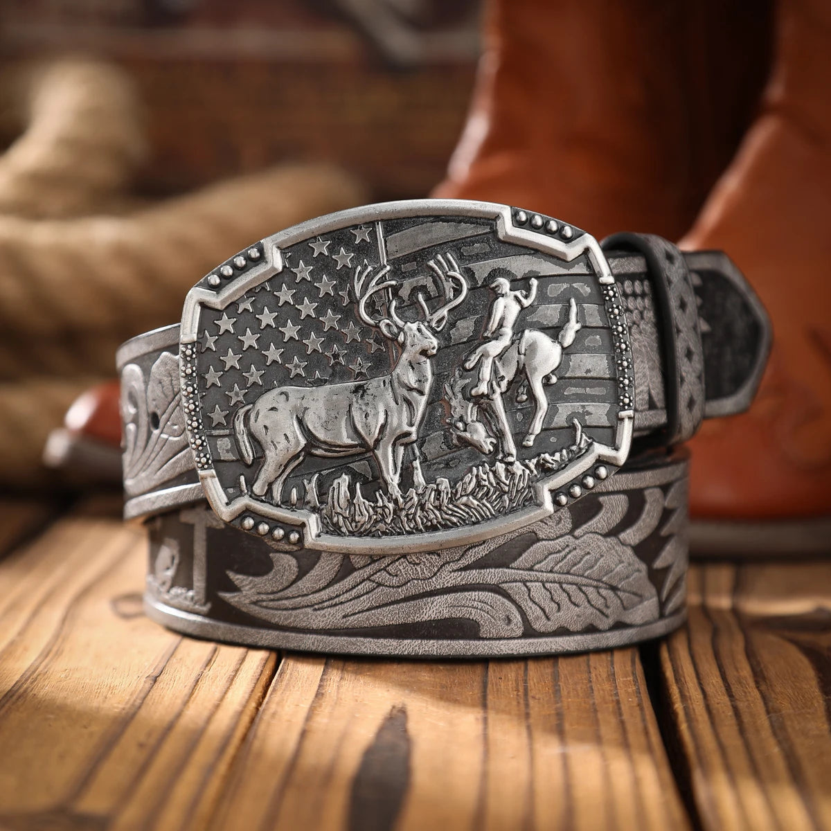Cinto Cervo Americano em Couro Premium - Esporatto