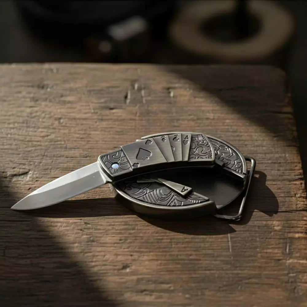 Fivela Cartas de Baralho com Canivete Secreto - Esporatto